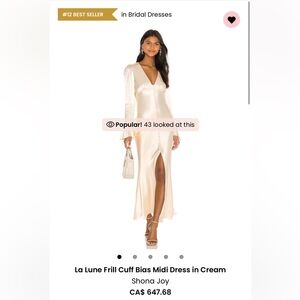 Shona Joy La Lune Frill Cuff Bias Midi Dress